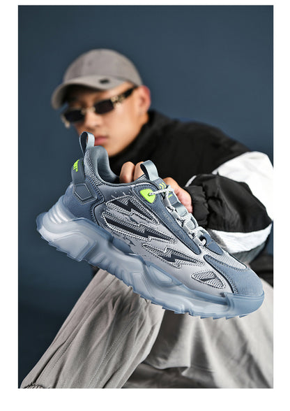 Men’s Casual Low-Top Sneakers – Breathable Popcorn Cushion Sports Shoes