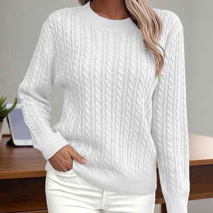 Women's Textured Long Sleeve Sweater Crewneck Pullover Dressy Casual Tops
