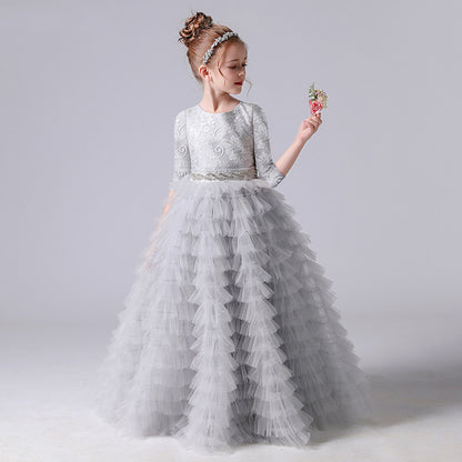 Piano Performance Suit Host Show Puffy Dress