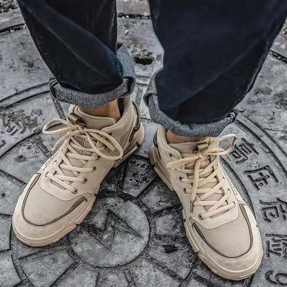 Men’s Ankle Boots – Lace-Up Martin Style Canvas Platform Shoes