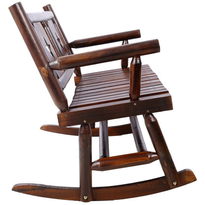 Outdoor Solid Wood Rocking Chair Bench