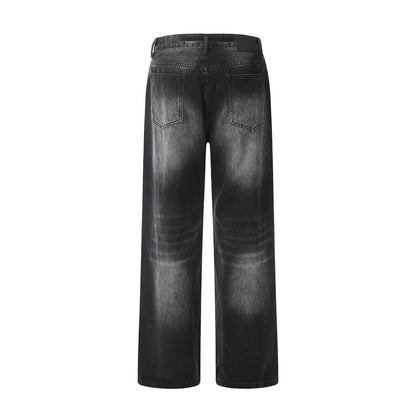 Contrast Color Denim Straight-leg Trousers Men