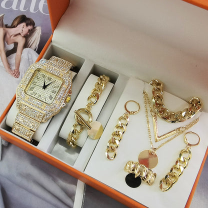Women’s 5-Piece Jewelry Quartz Watch Gift Set