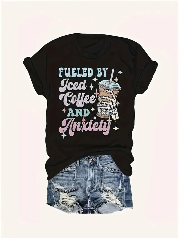 Casual Alphabets Print Crew Neck T-Shirt