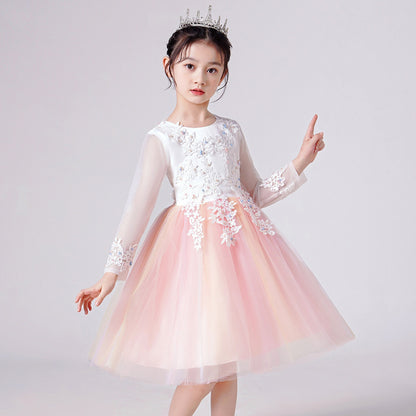 Mesh Sleeves Gradient Skirt