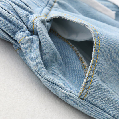 Strawberry loose wide-leg short jeans for women