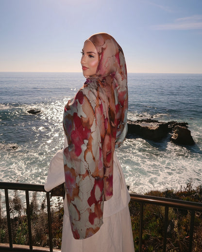 Satin Printed Hijab Printed Shawl Headscarf