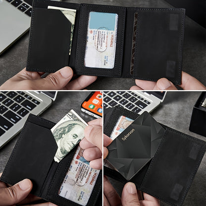 AirTag Men’s RFID Wallet – Minimalist Slim Pop-up Card Holder with Smart Stand