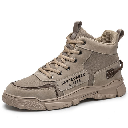 Men’s Ankle Boots – Lace-Up Martin Style Canvas Platform Shoes