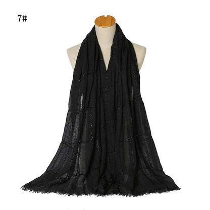 Glitter Lace Lines Sequins Crinkle Crimp Ripped Cotton Turban Hijab