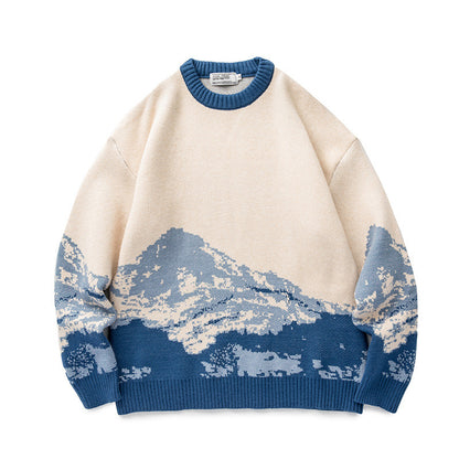 Snow Mountain Gradient Sweater For Men