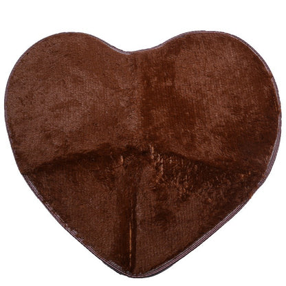 Heart-Shaped Plush Floor Mat – Soft Silk Wool Love Rug for Bedroom or Bathroom