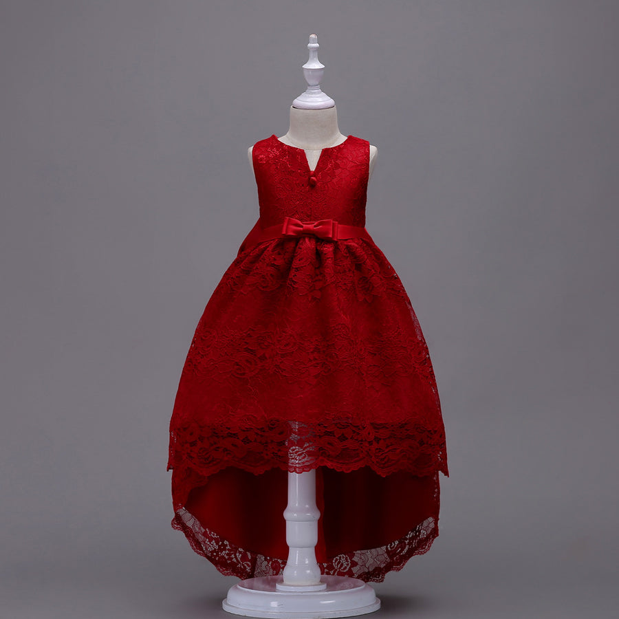 Girls’ Lace Dress – Elegant Trailing Princess Outfit for Children