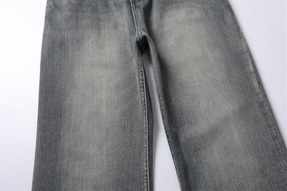 Distressed Washed Denim Trousers For Men
