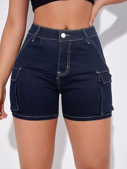 Women’s High-Waist Side Stripe Denim Shorts