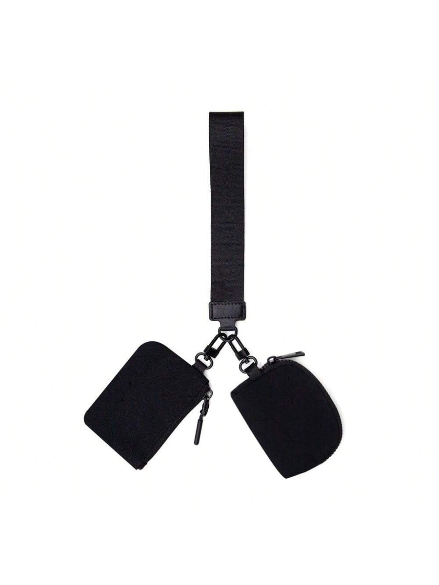 Women’s Keychain Wristlet Wallet – Mini Zip Dual Pouch Purse