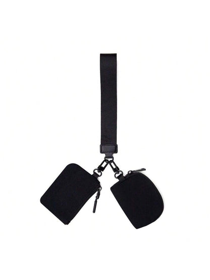 Women’s Keychain Wristlet Wallet – Mini Zip Dual Pouch Purse