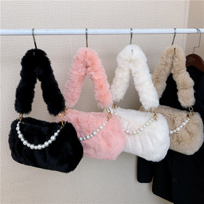 Women's Fashion Pearl Pleated Shoulder Bag