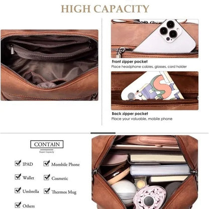 Women’s Backpack Purse – Waterproof PU Leather Shoulder Bag Handbag (Brown)