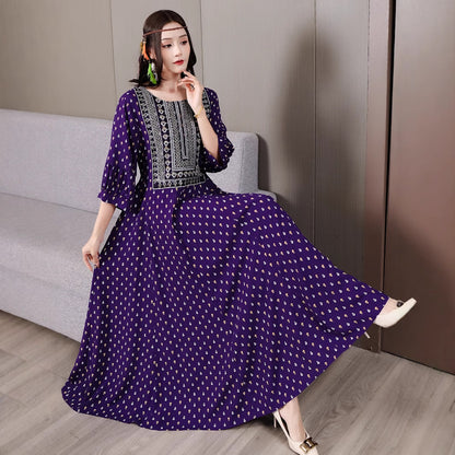 Ethnic Embroidery Large Swing Bohemian Style Dress