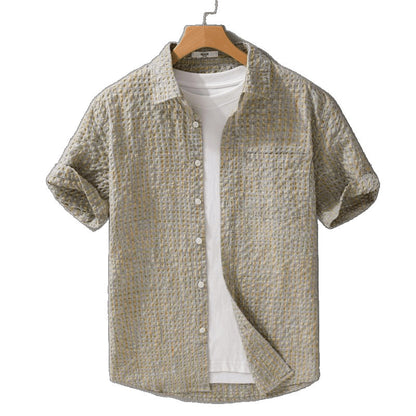 Fashion Trendy Loose Thin Shirt Plaid Men Clothing