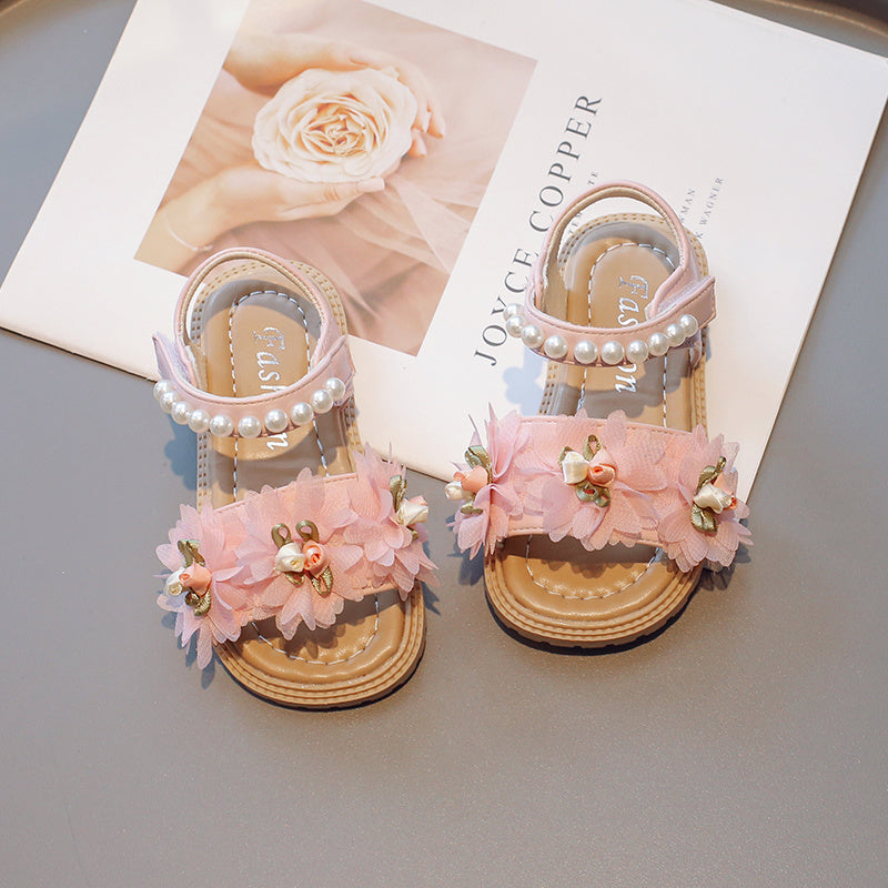 Girls’ Sweet Flower Sandals – Soft Versatile Toddler Shoes