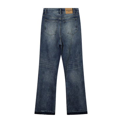 Washing Hole Denim Straight-leg Pants Men