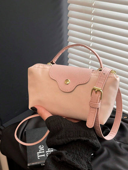 Women’s Solid Color Crossbody Handbag – Fashionable Dumpling Bag