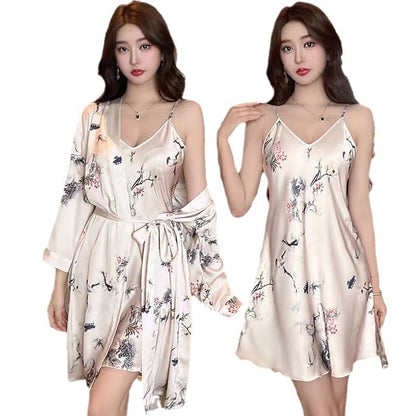 Two-piece Home wear Slip Nightdress Women