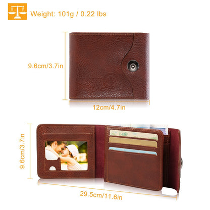 Men’s PU Leather Wallet – Slim Card Holder with 2 ID Windows & Coin Pocket