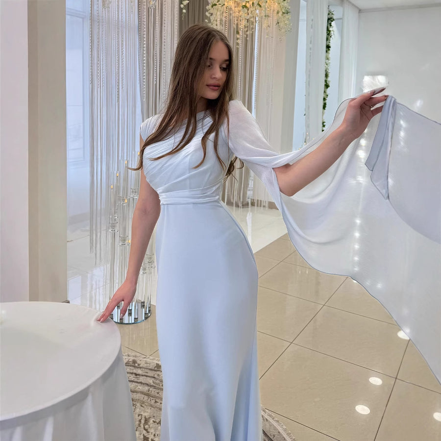 Elegant Single Long Sleeve Slim Satin Dress