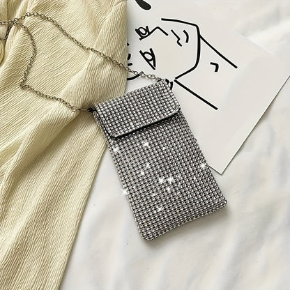 Women’s Glitter Rhinestone Crossbody Bag – Sequin Evening Purse & Wedding Handbag