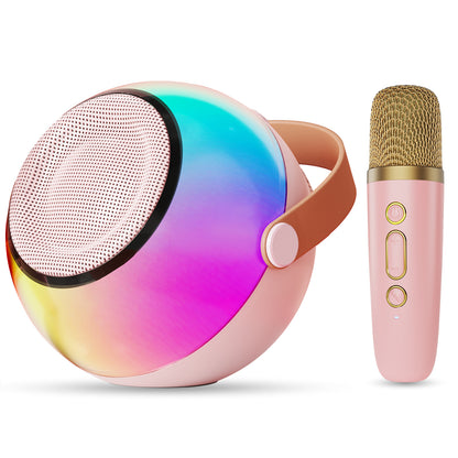 Mini Karaoke Machine With Dazzling Lights And Wireless Microphones