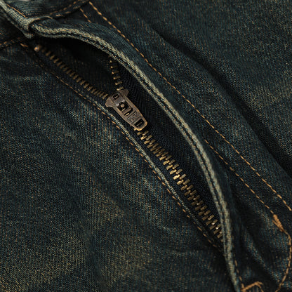 Washed Yellow Denim Bootcut Pants Men