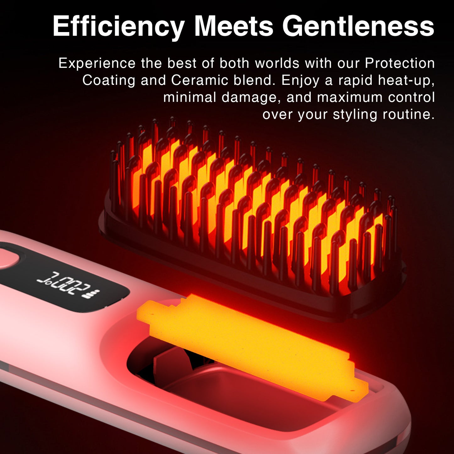 Portable Cordless Hair Straightening Brush With LED Display