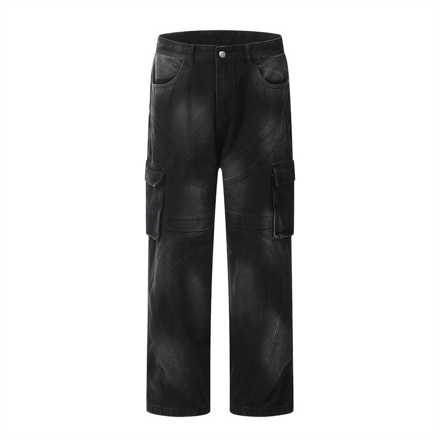 Inkjet Straight-leg Denim Overalls Men