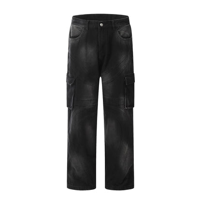 Inkjet Straight-leg Denim Overalls Men