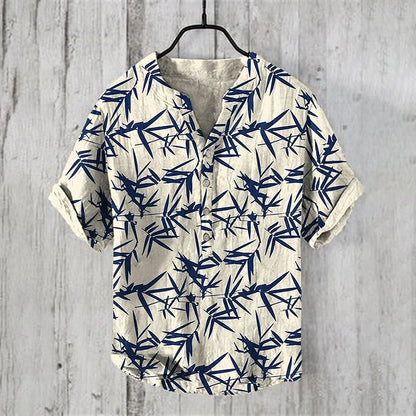 National Bamboo Printing Men's Shirt 3D Digital Printing Elegant Style