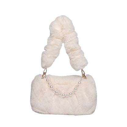 Women's Fashion Pearl Pleated Shoulder Bag