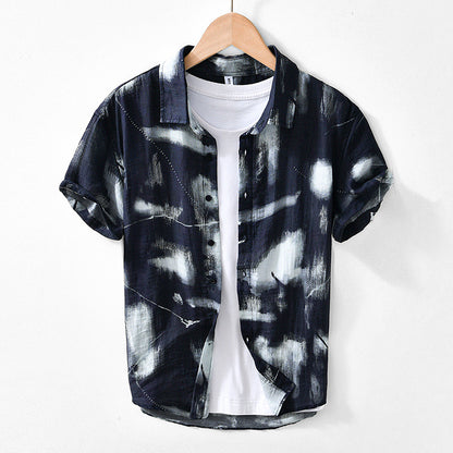 Men's Japanese Personality Printed Short-sleeved Shirt