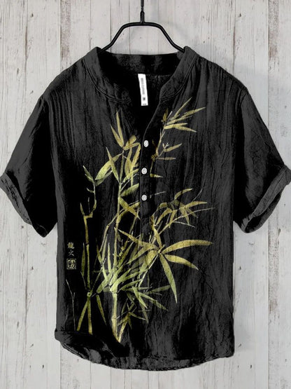 National Bamboo Printing Men's Shirt 3D Digital Printing Elegant Style