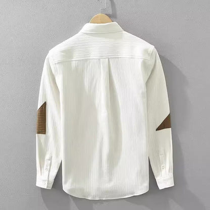 Color Contrast Patchwork Men's Long Sleeve Shirt