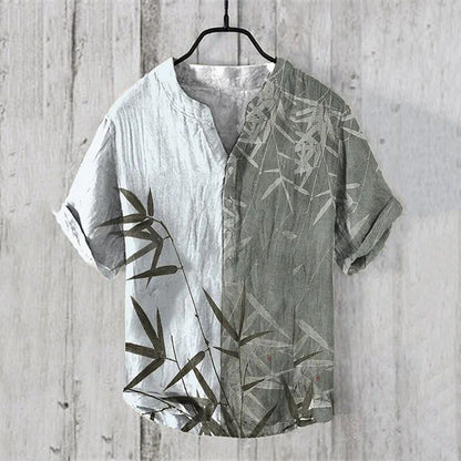 National Bamboo Printing Men's Shirt 3D Digital Printing Elegant Style