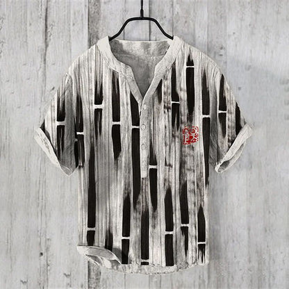 National Bamboo Printing Men's Shirt 3D Digital Printing Elegant Style