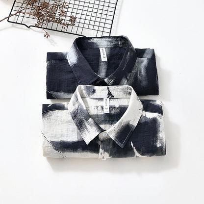 Men's Japanese Personality Printed Short-sleeved Shirt