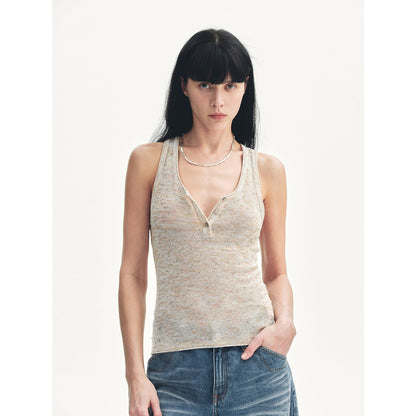 Meredelle Sequin Henley Vest
