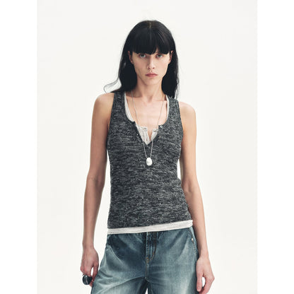 Meredelle Sequin Henley Vest