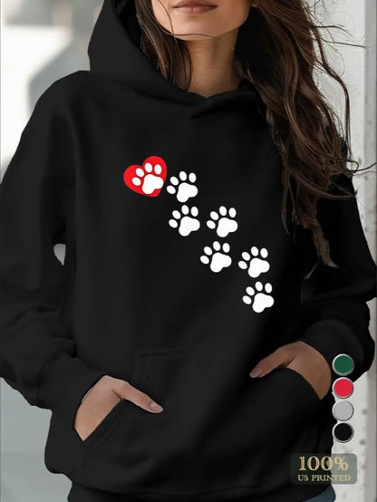 Teediy Paw Prints Hearts Women's Hoodies Comfort Fit