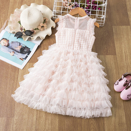 Girls' Fluffy Show Sweet And Elegant Dress