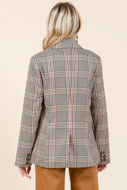 Mittoshop Plaid Double Breasted Relaxed Fit Blazer